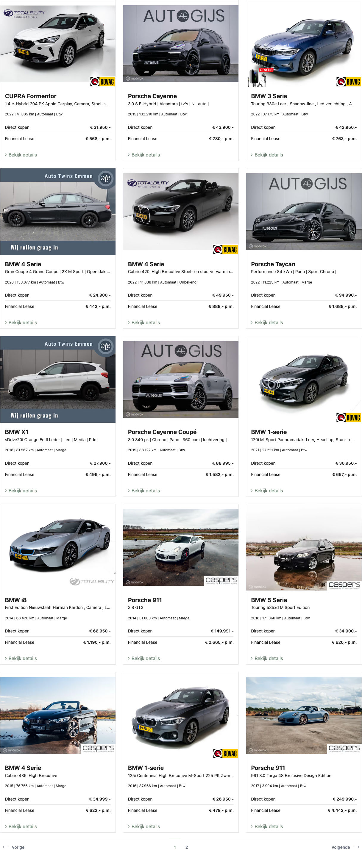 AutoWise: Lijstweergave voorraadpagina